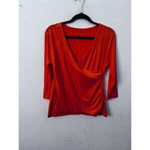 Soft Surroundings Orange shapelysurpluce blouse women size medium